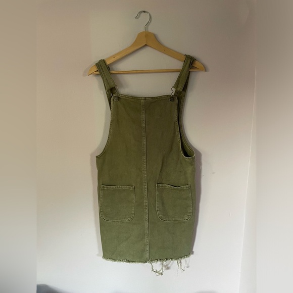 Olive Green Overalls Dress - Picture 1 of 10